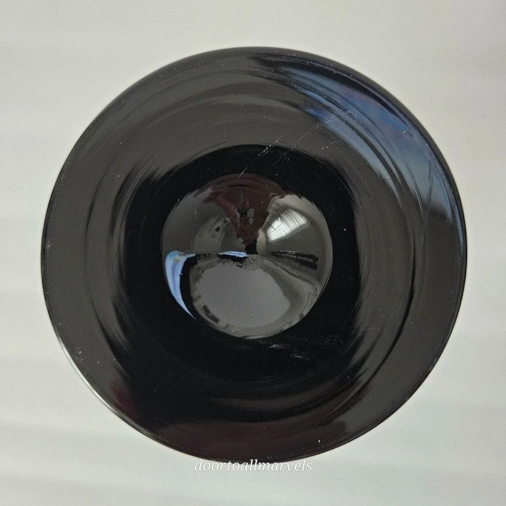 VTG Tiffin US Glass Black Glass Art Deco Vase Cupped Dahlia #151  7.75